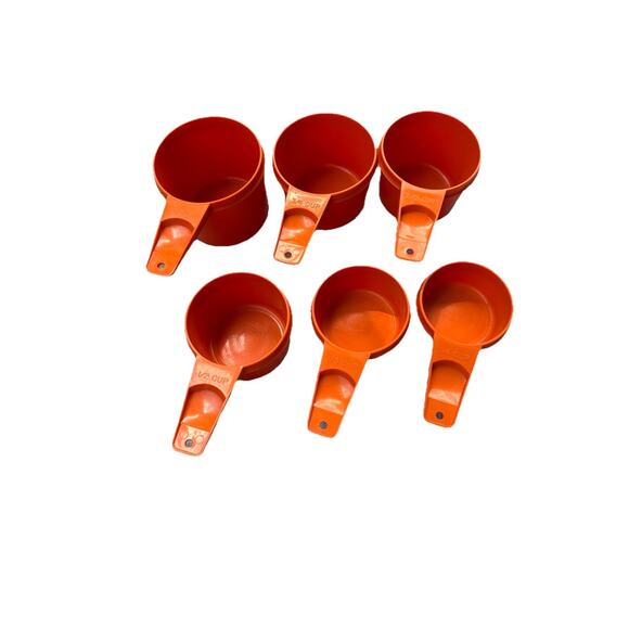 Vintage Tupperware Stacking Measuring Cups Complete Harvest Orange Set Of 6 - Picture 2 of 4